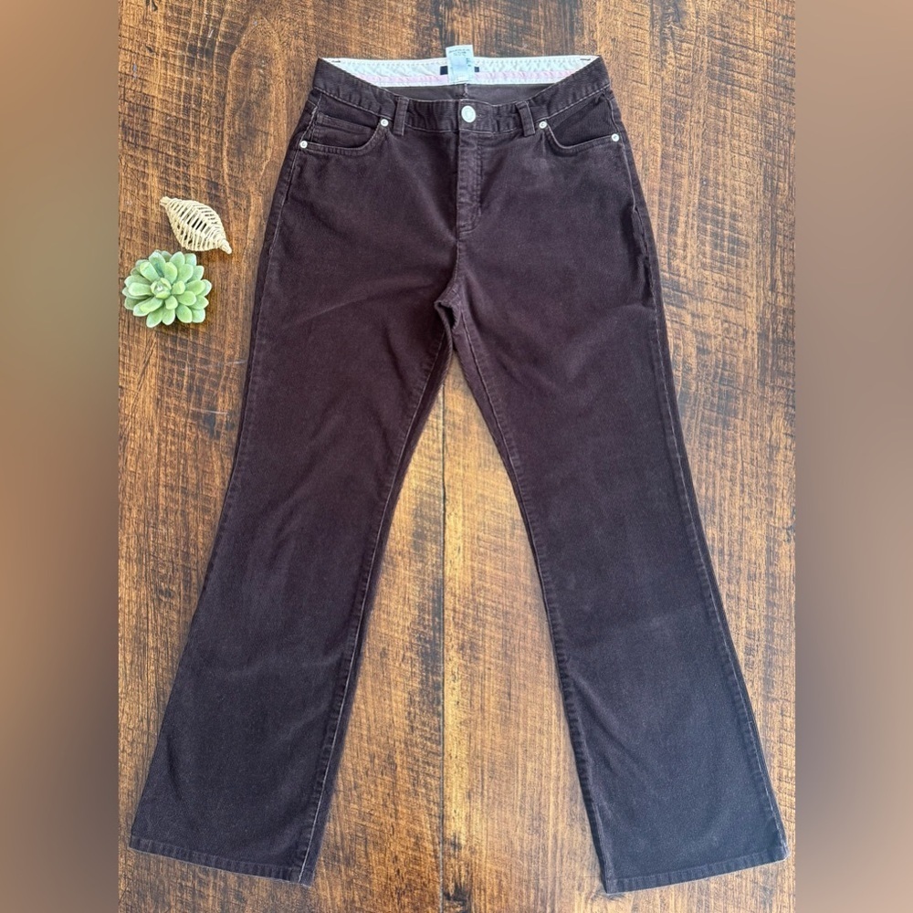 Lands’ End | Dark Brown Mid Rise Cotton Blend Corduroy Bootcut Pants, Size 8